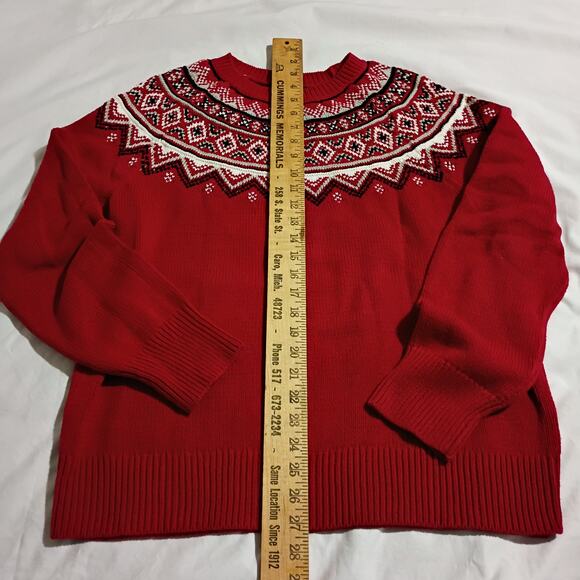 Christmas Sweater XL Red Cotton-Blend AMERICAN LIVING Raglan-Sleeve ALL WINTER - Picture 6 of 9